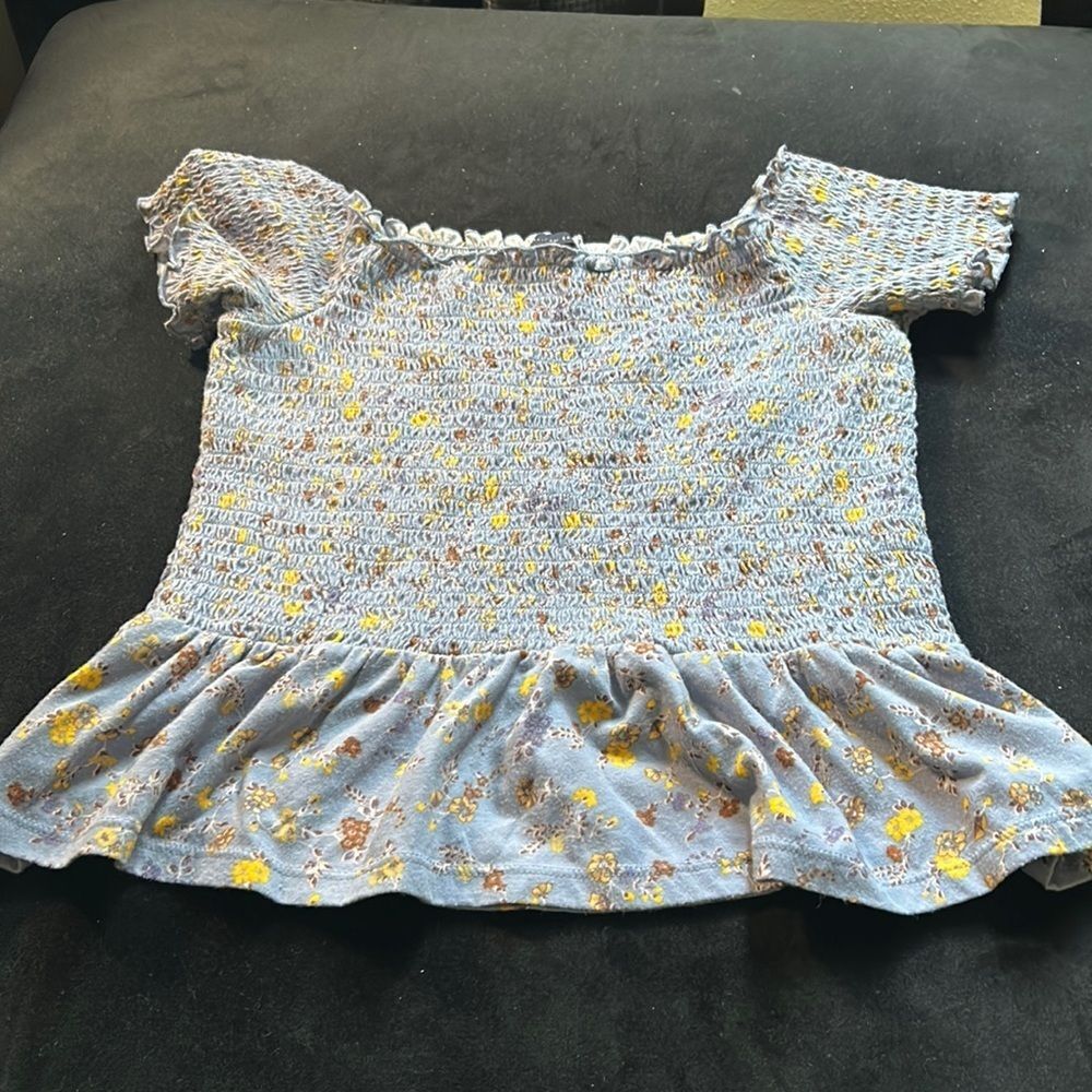 American Eagle Purple Floral Off Shoulder Top Size M